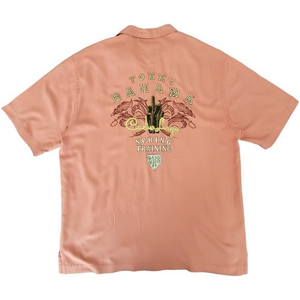 Tommy Bahama Cactus League Spring Training 2013 Baseball Button Up‎ Pink Shirt